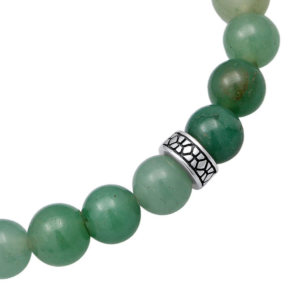 KUZZOI KUZZOI Bracelet Hommes Beads Vintage avec Aventurine en argent sterling 925 Bracelet