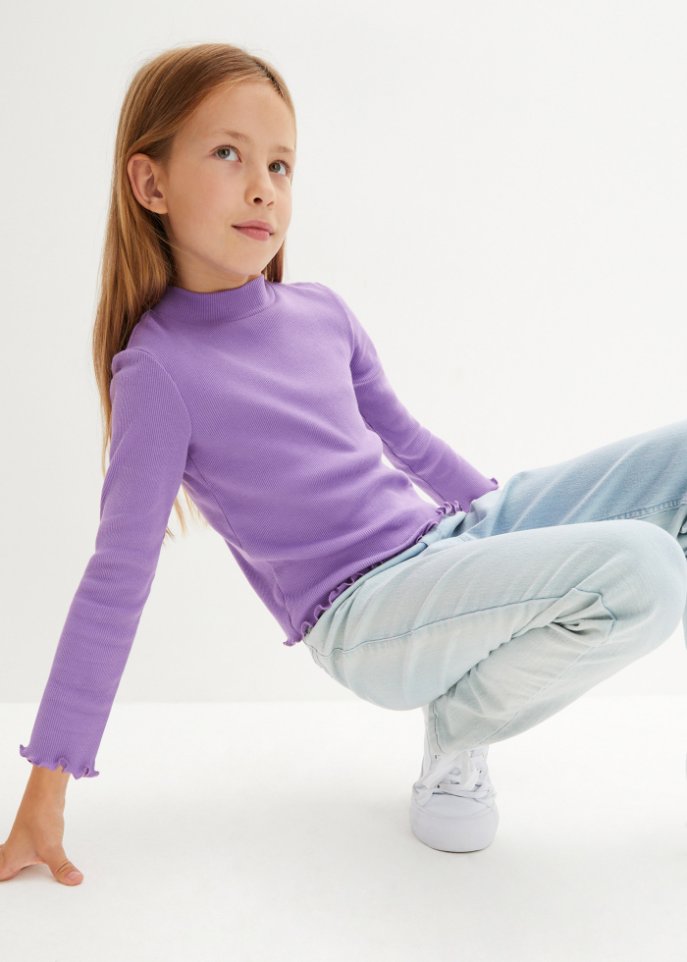 Mädchen Ripp-Langarmshirt