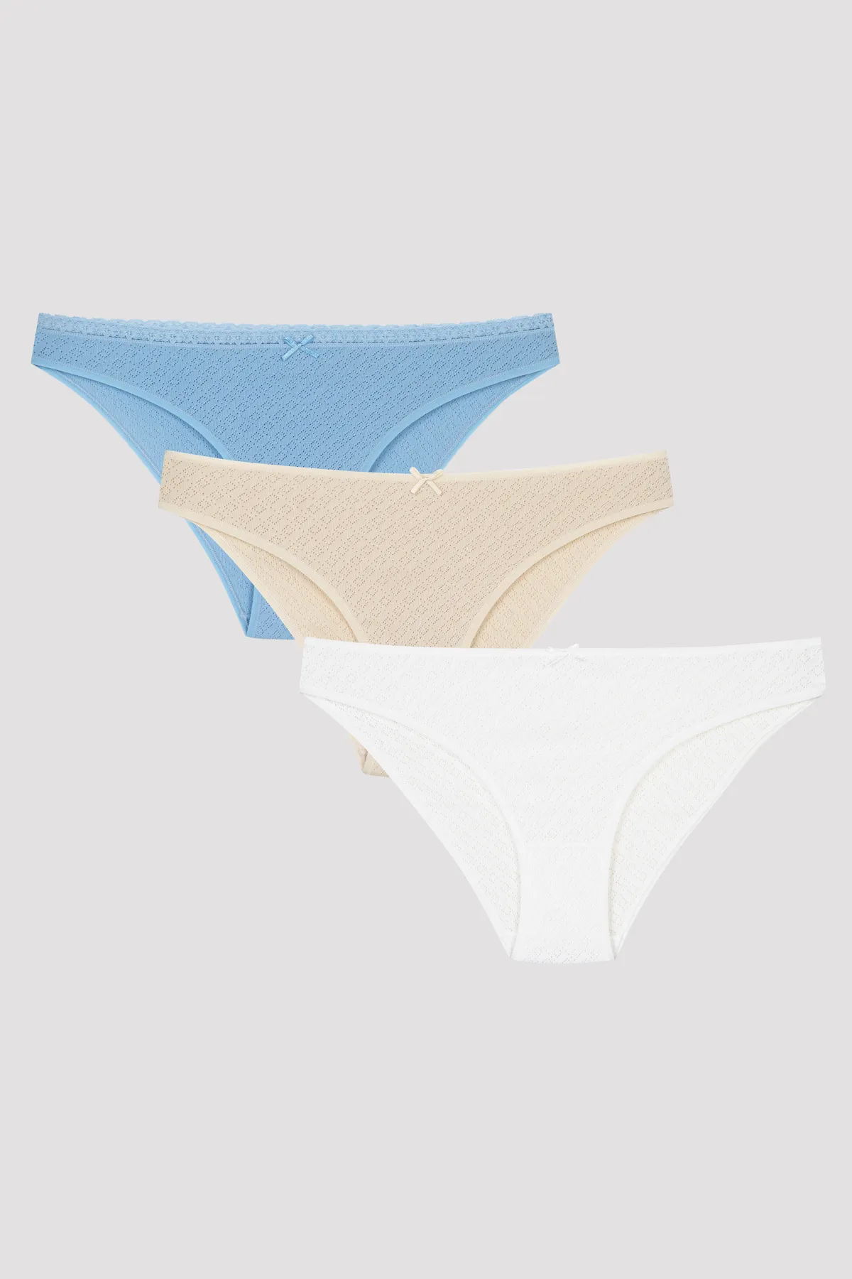 Penti  Fresh Spring 3-teiliges, mehrfarbiges Pointel-Slip-Höschen