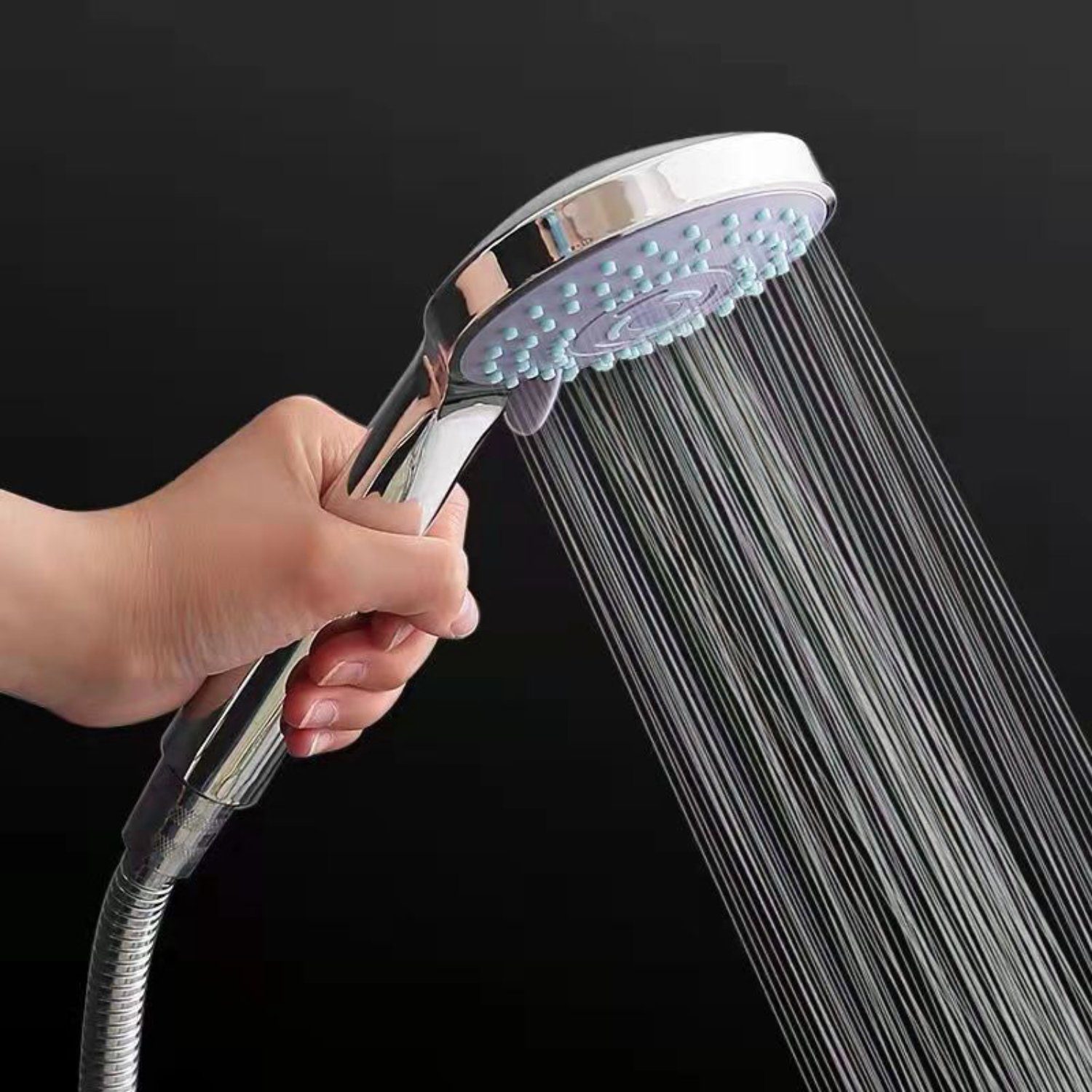 Devenirriche Solardusche Duschkopf, Handbrause 5 Strahlarten Handhled Duschkopf Wassersparend