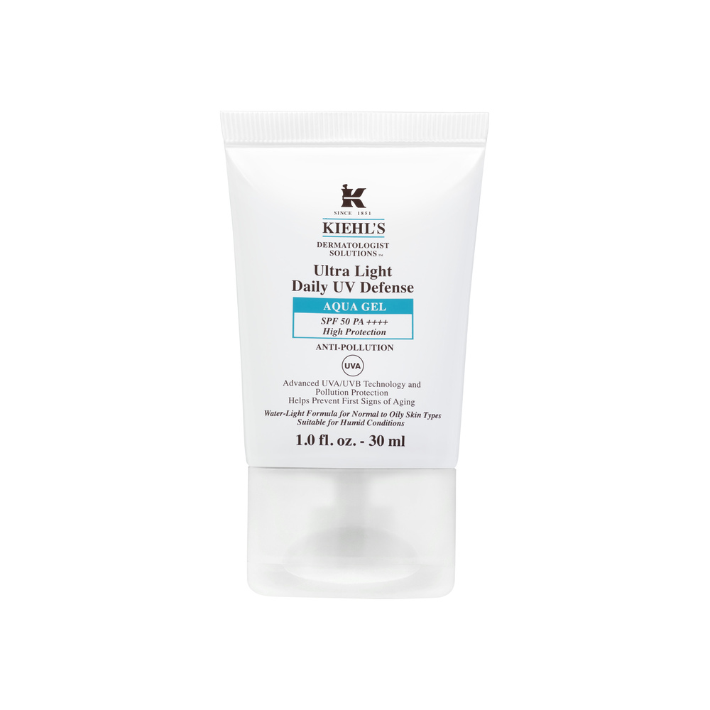 kiehl's Ultra Light Daily UV Defense Aqua Gel SPF 50 PA++++ Fluide solaire visage SPF 50 et anti-pollution pour peaux normales à grasses
