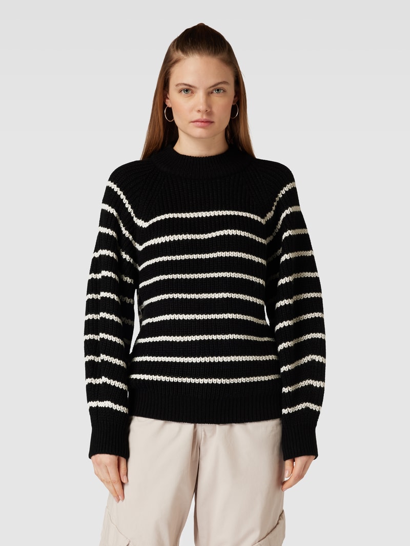 Strickpullover mit Streifenmuster Modell 'MIBA' in black