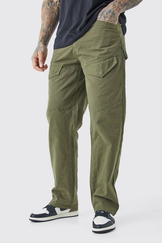 Tall lockere asymmetrische Cargo Twill-Hose