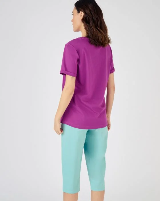 Tee-shirt de pyjama manches courtes pur coton peigné