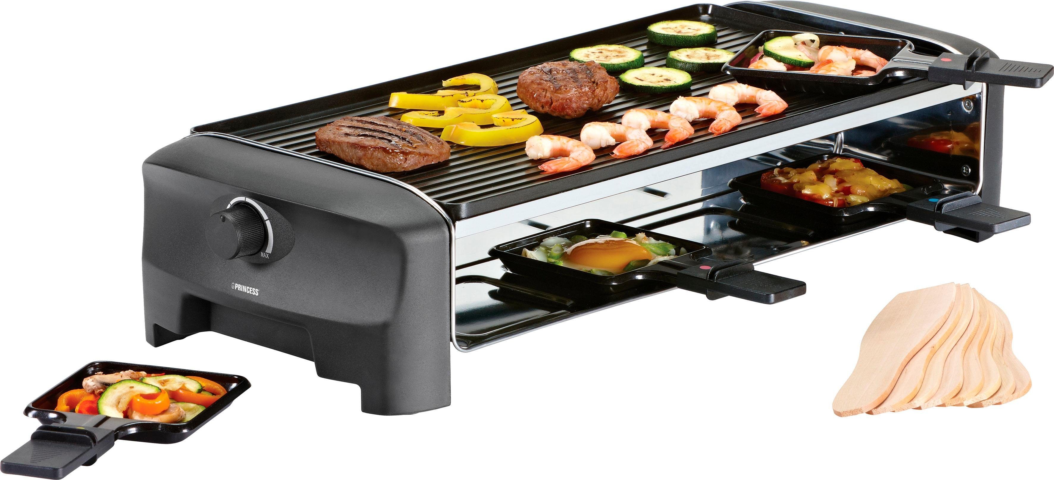 PRINCESS Raclette 8 Grill & Teppanyaki Party - 162840, 8 Raclettepfännchen, 1300 W