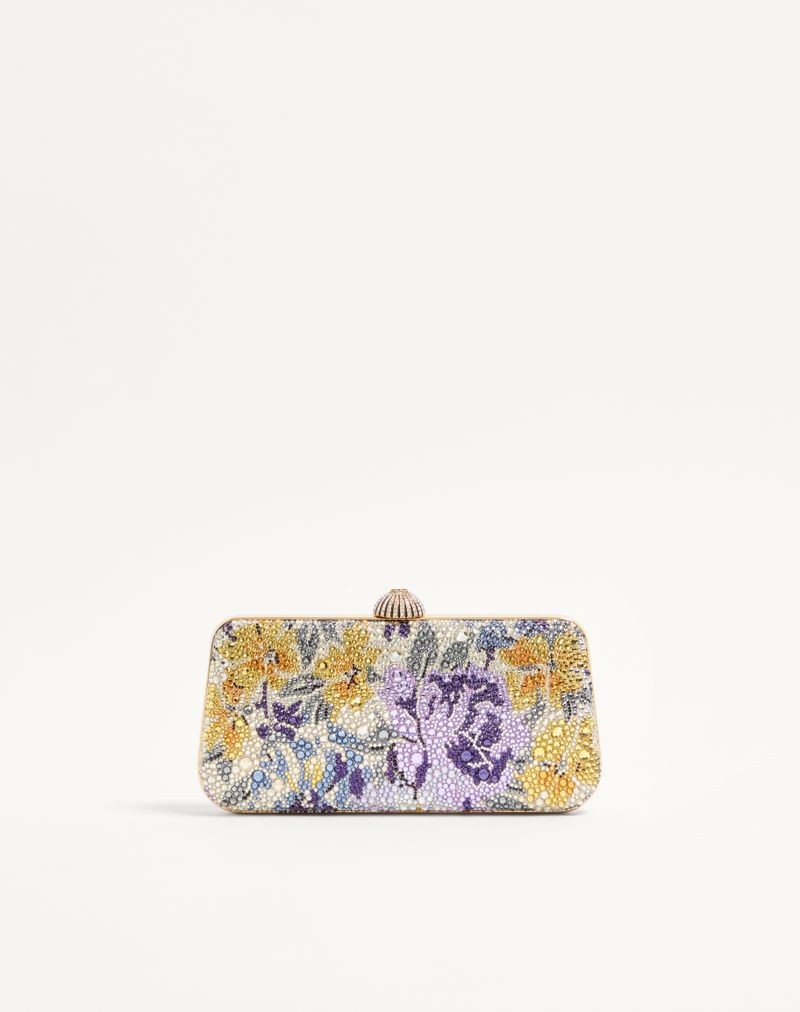 Valentino Garavani Carry Secrets Minaudiere med blomstermotiv af rhinsten