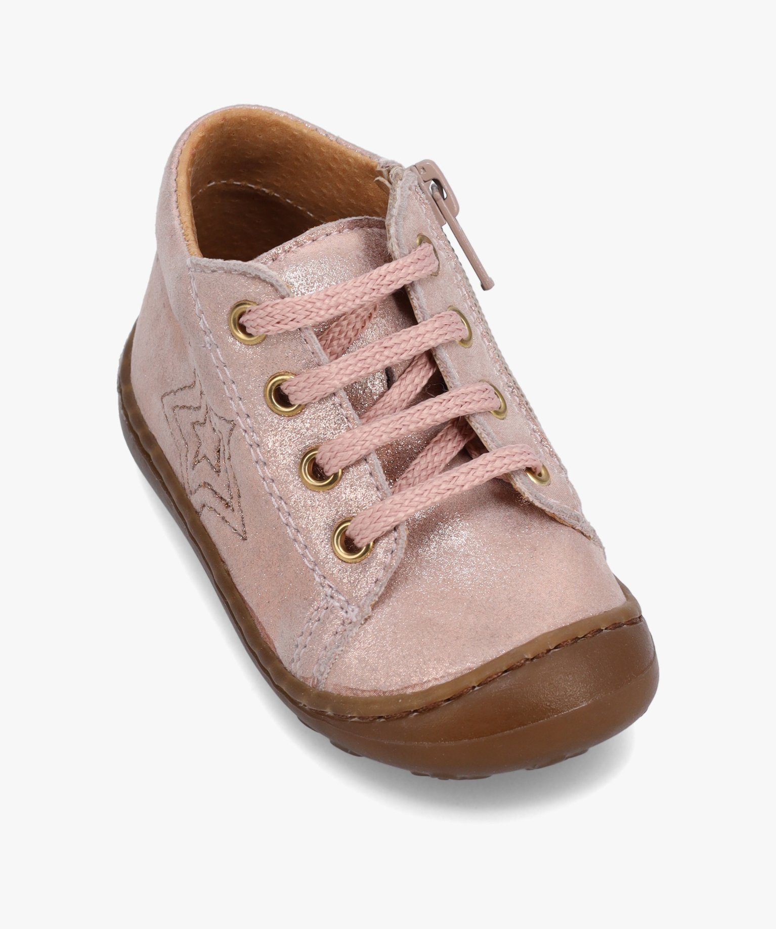 Chaussures premiers pas bébé fille en cuir métallisé –... rose | GEMO