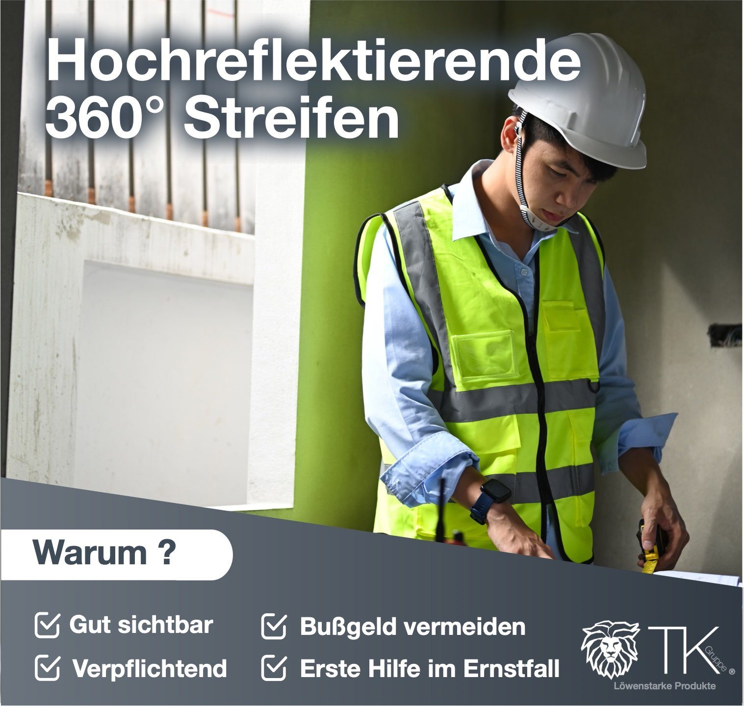 TK Gruppe Warnweste Warnweste mit Vertikalstreifen gelb - Pannweste 2024 (1-tlg)