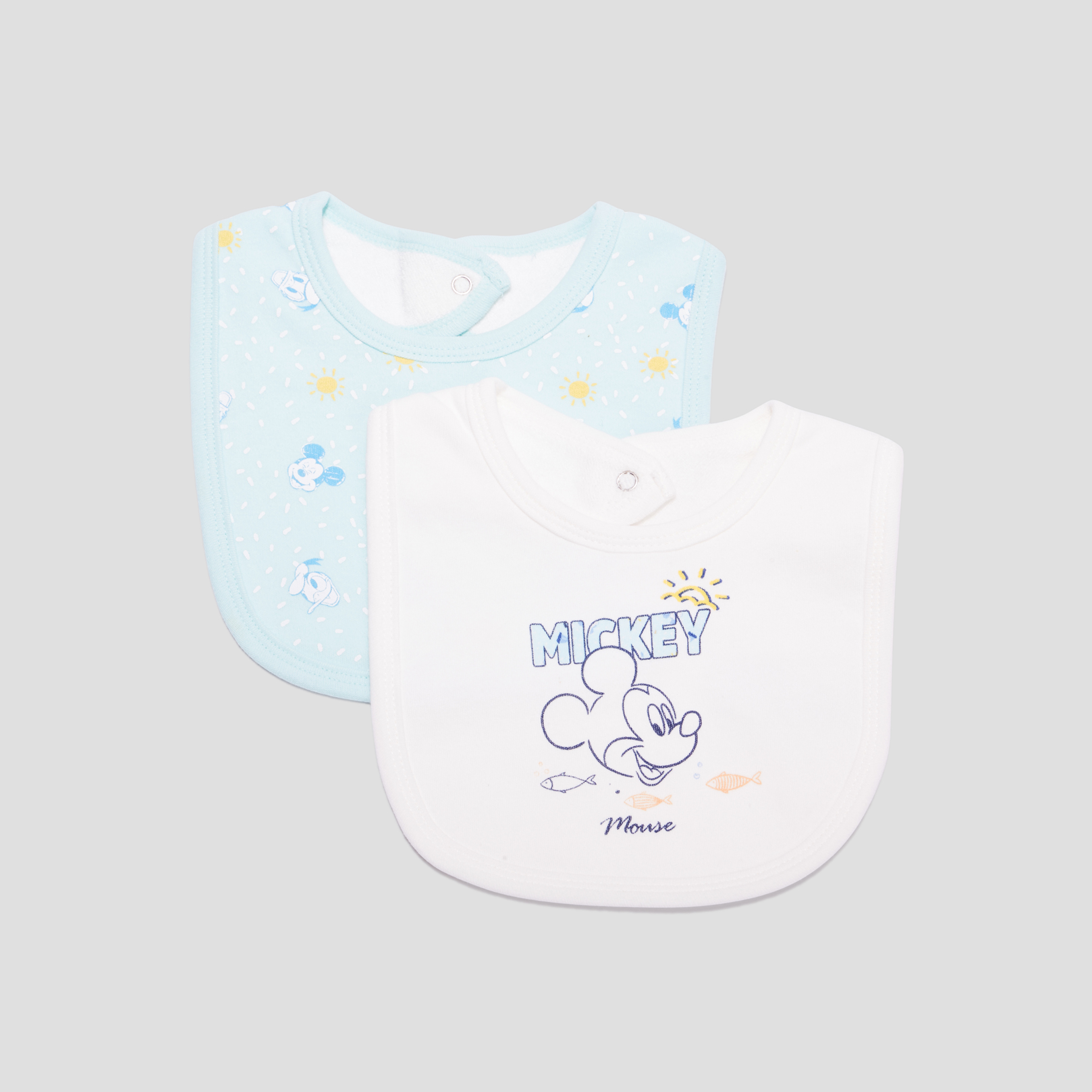 Lot 2 bavoirs coton Mickey ivoire bébé garçon | La Halle