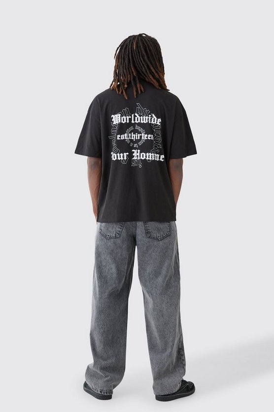 Oversize Worldwide T-Shirt mit Print