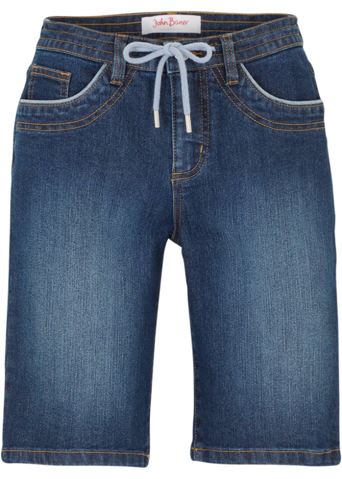 Komfort-Stretch-Jeans -Bermuda mit Bindeband
