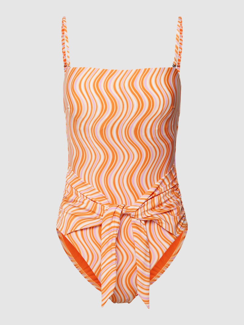 Badeanzug mit Knotendetail in orange