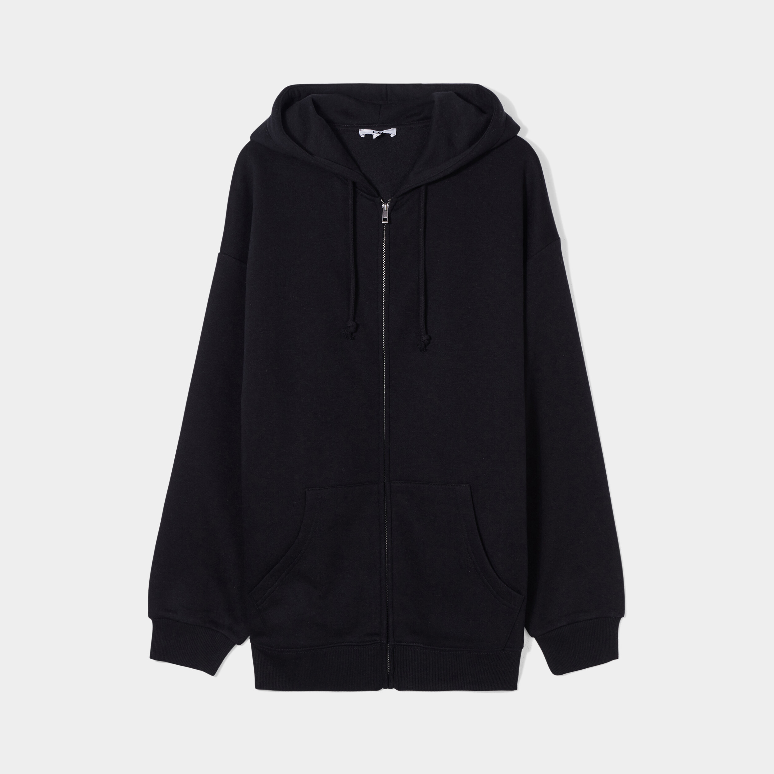 Sweat zippé à capuche oversize mi-long noir femme | La Halle