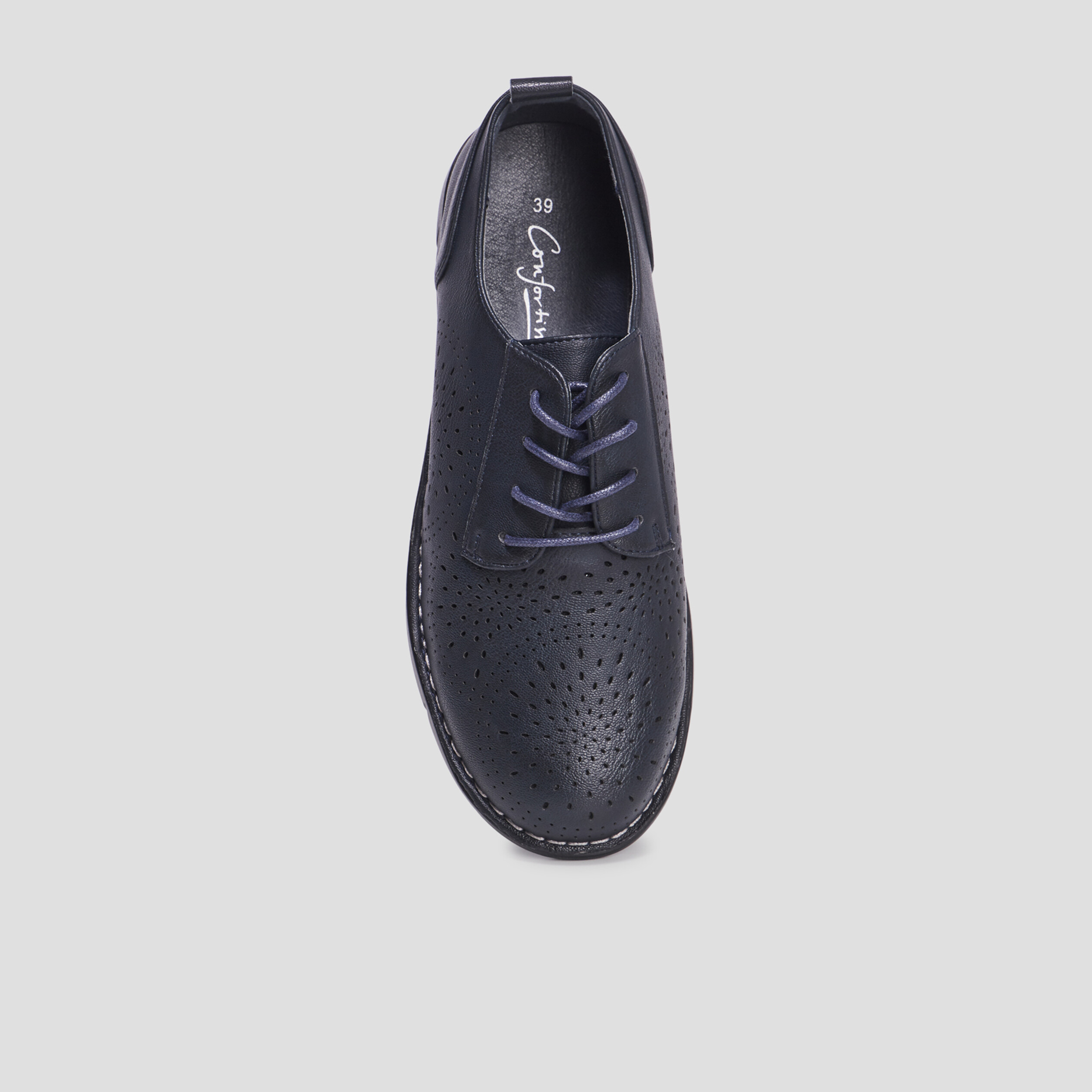 Derbies à lacets compensées bleu marine femme | La Halle