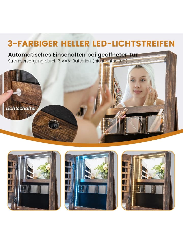 COSTWAY Schmuckschrank 3 in 1 drehbar in Braun günstig kaufen onesize