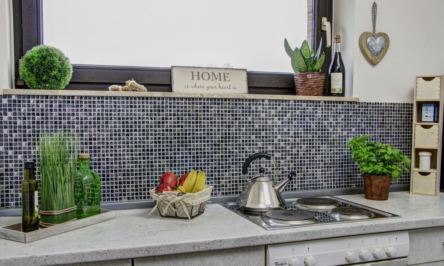 Mosani Mosaikfliesen Glasmosaik Crystal Mosaikfliesen schwarz silber glänzend / 10 Matten