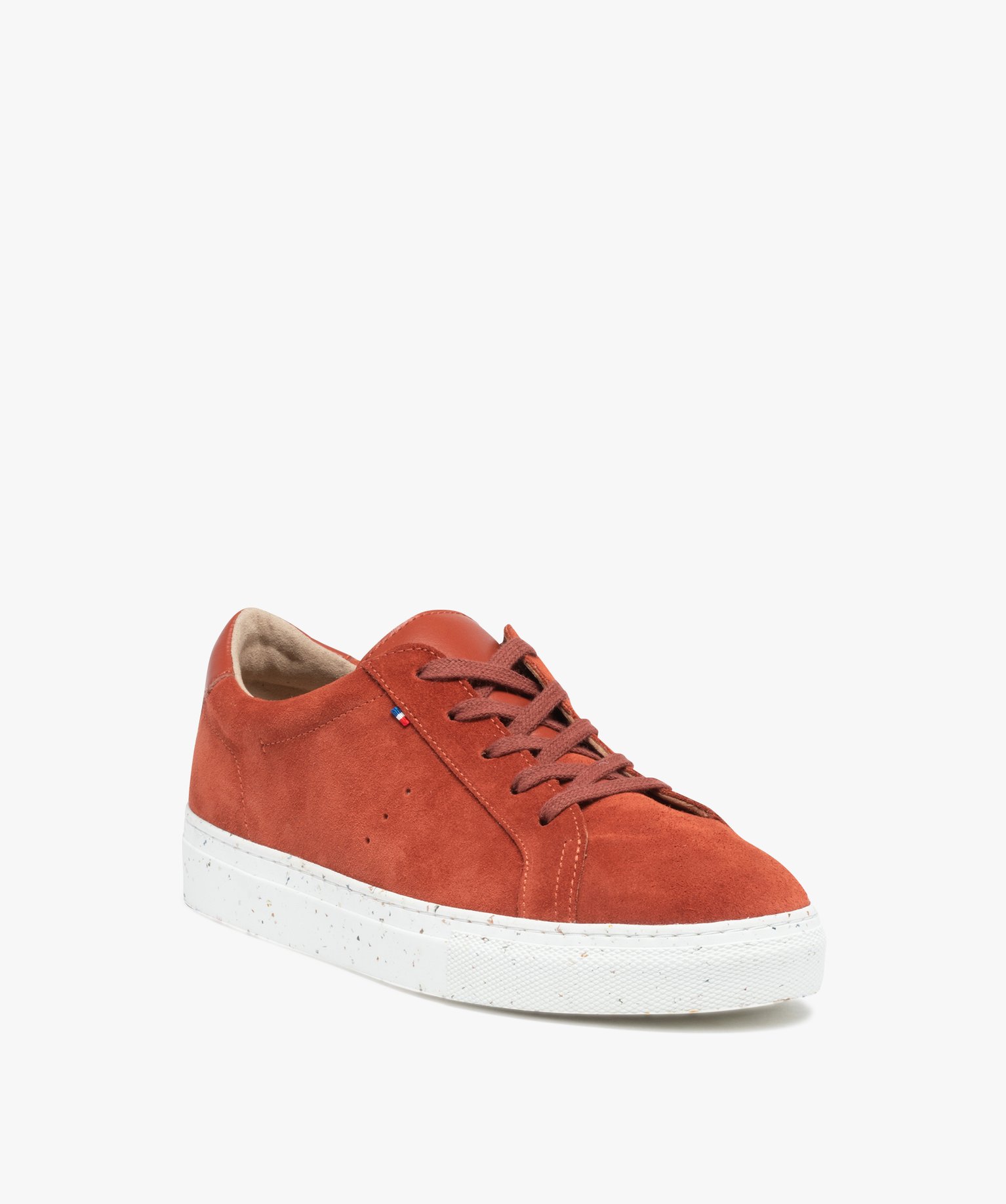 Baskets femme unies en cuir à lacets – Tanéo orange | GEMO