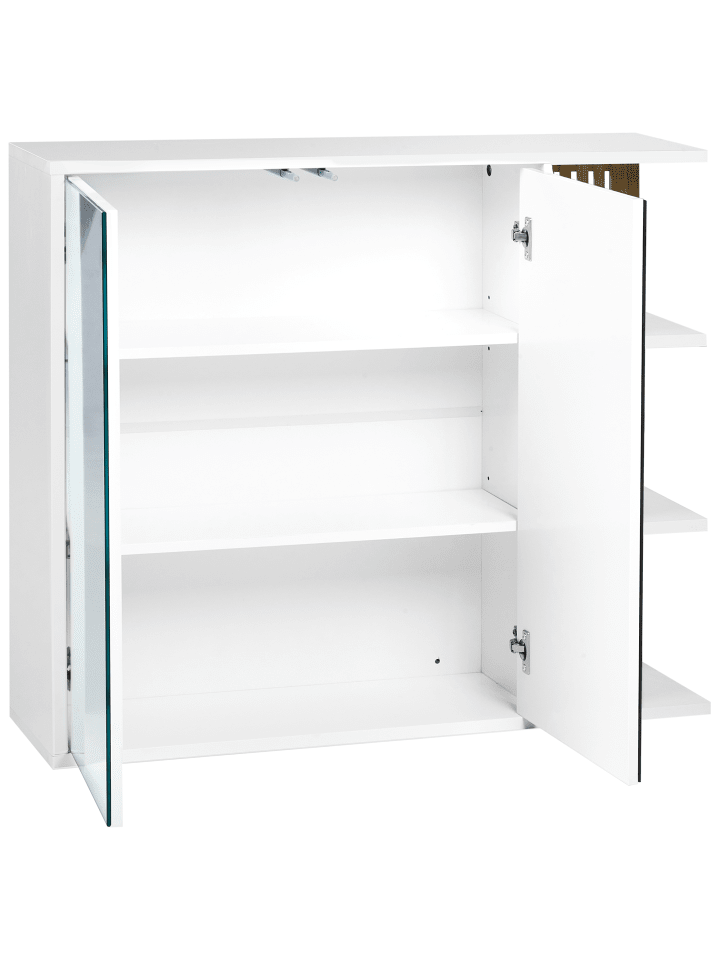 Beliani Bad-Spiegelschrank NUBES in Weiß/Heller Holzfarbton günstig kaufen onesize