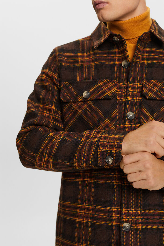 Kariertes Overshirt aus Wollmix