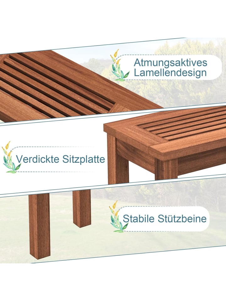 COSTWAY 2er Set Gartenbank 100 x 30,5 x 47 cm in Braun günstig kaufen onesize