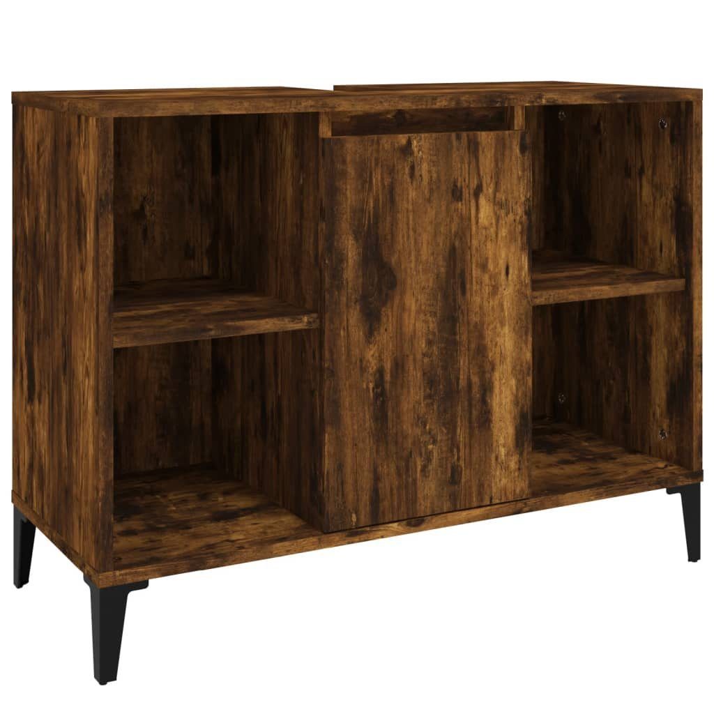 vidaXL Badezimmerspiegelschrank Waschbeckenunterschrank Räuchereiche 80x33x60 cm Holzwerkstoff (1-St)