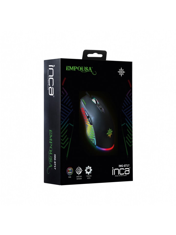 Inca Inca IMG-GT17 PRO Optisch Gaming Maus 6400 DPI RGB-Logo in schwarz günstig kaufen onesize