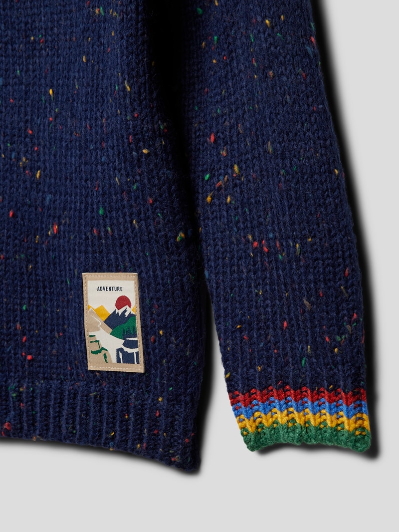 Strickpullover mit Allover-Muster in dunkelblau