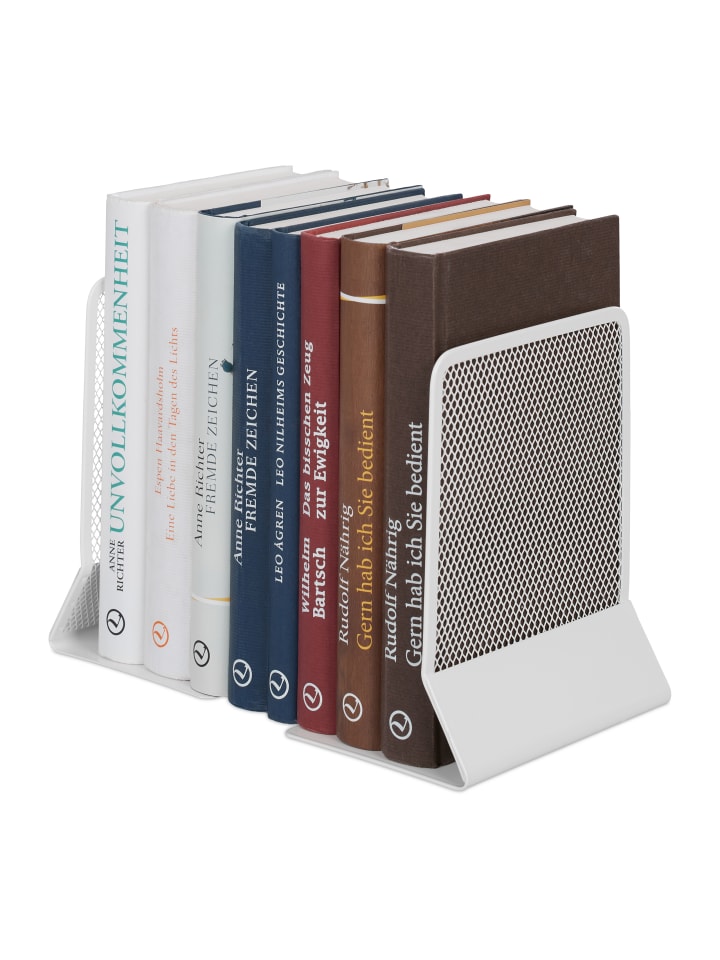 relaxdays 2 x Buchstütze in Weiß - (B)13,5 x (H)17 x (T)10,5 cm günstig kaufen onesize