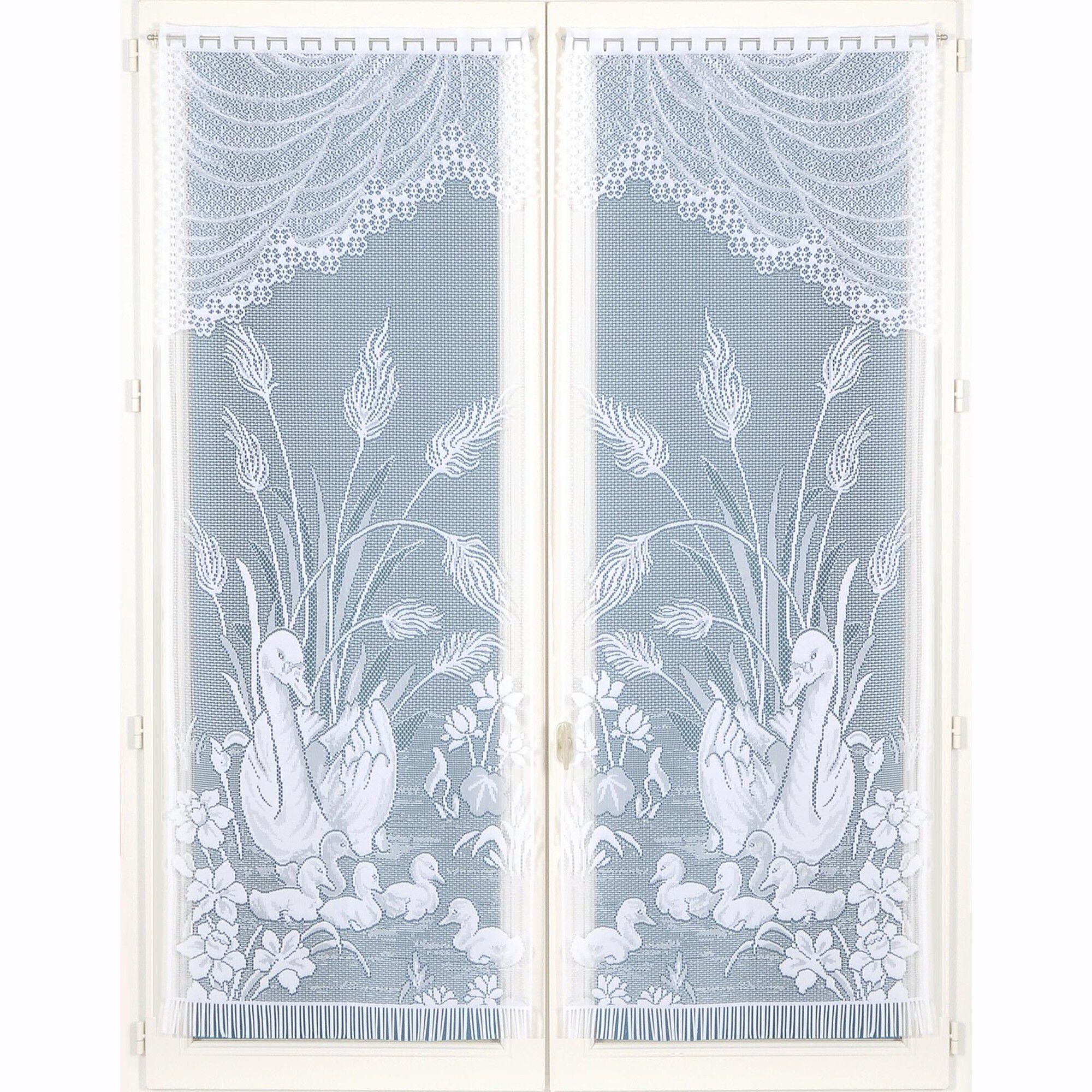 Vitrage droit motif cygnes