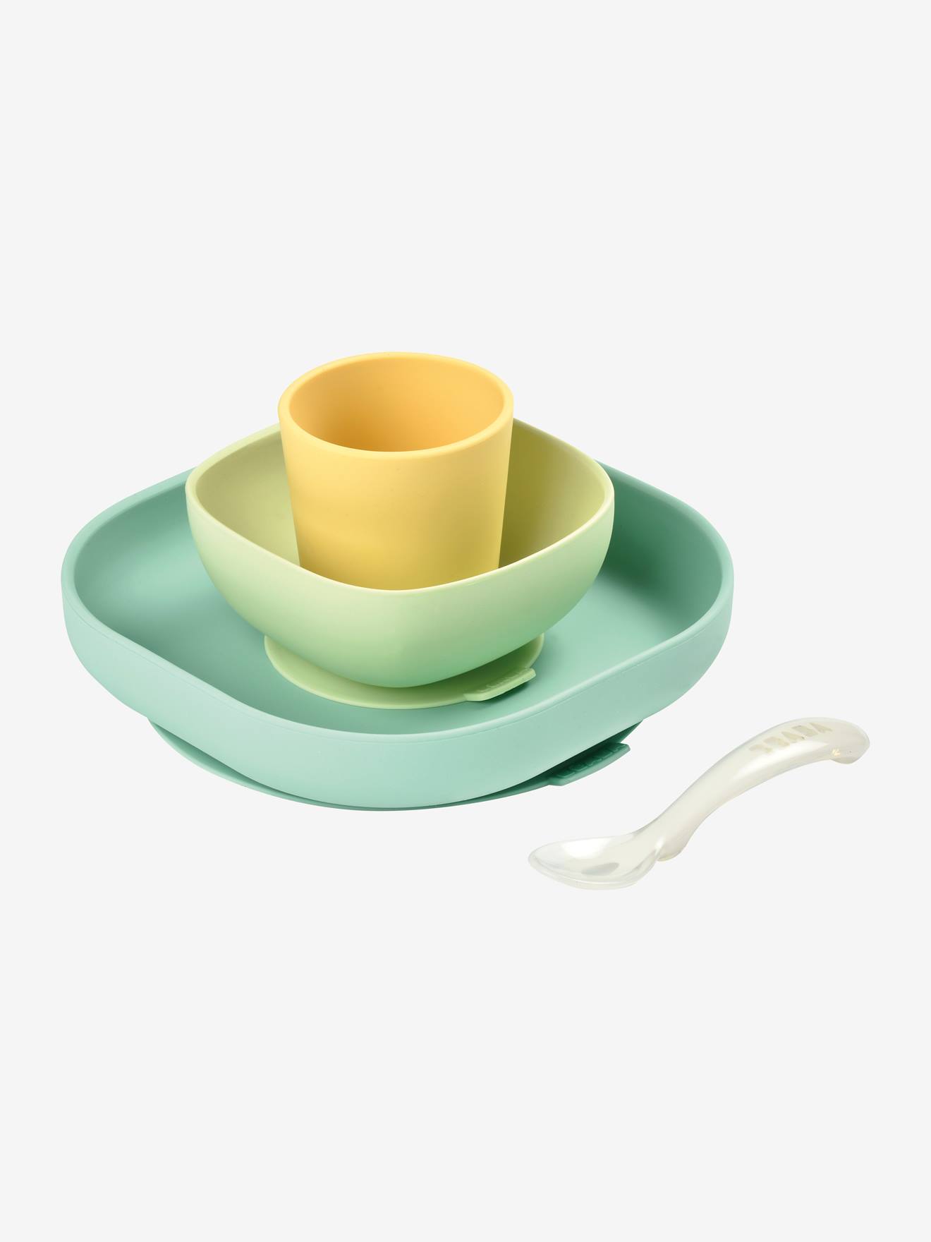 Set vaisselle 4 pièces silicone BEABA bleu