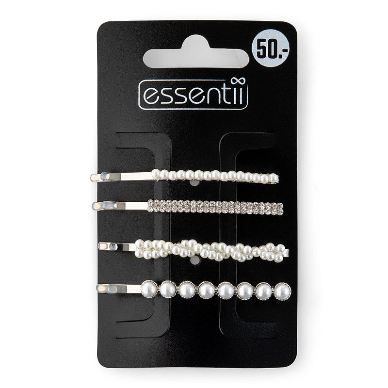 Essentii Hårspenne pins m/perler, gull/sølv