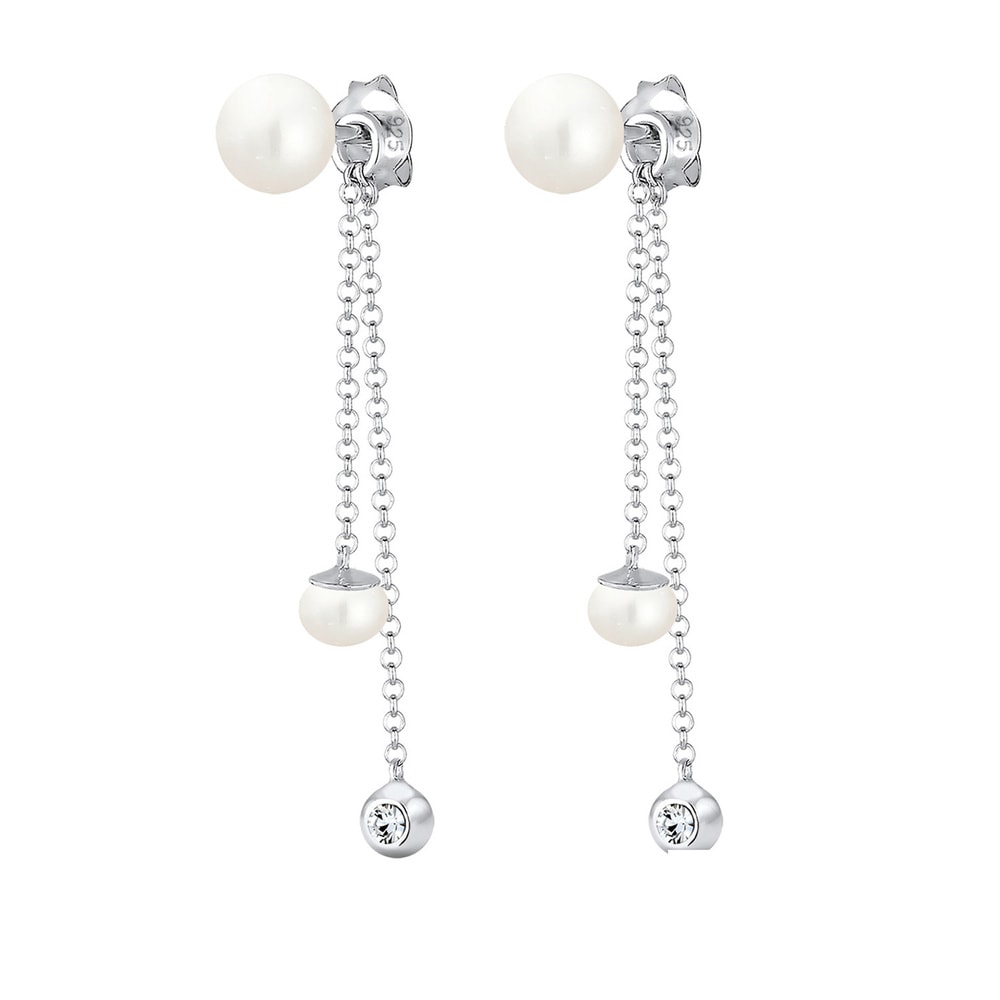 Elli Elli Boucles d'Oreilles Femmes Pendentif d'oreilles Elegant avec Perles d'eau dou Boucles d'oreilles