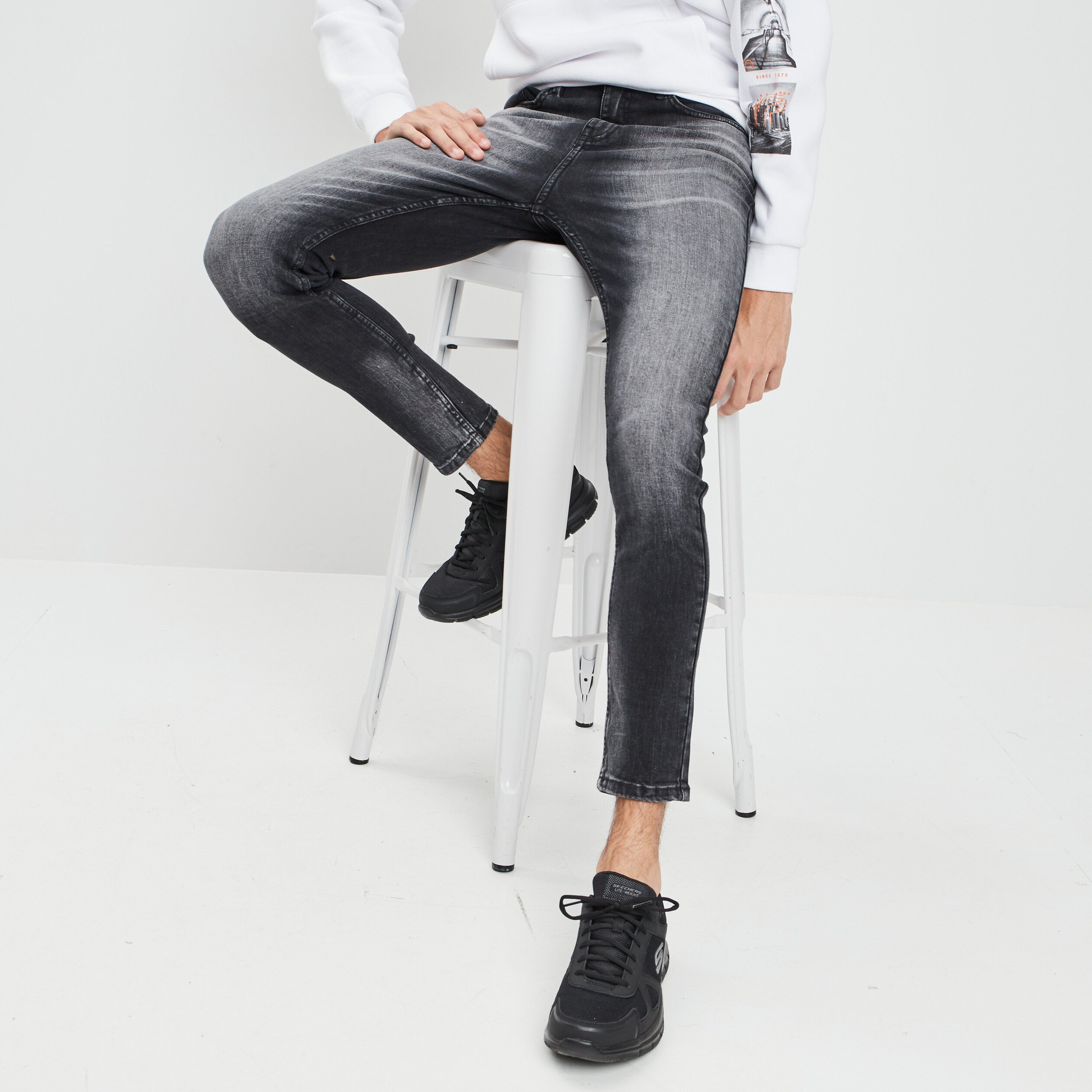 Jeans skinny denim gris homme | La Halle