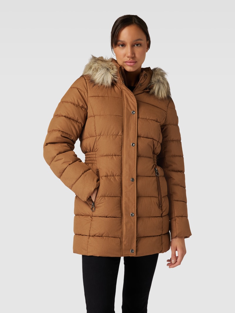 Steppmantel mit Kunstfellbesatz Modell 'NEWLUNA' in camel