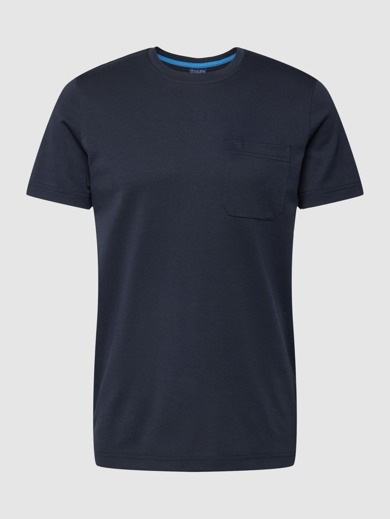 T-Shirt mit Brusttasche in marineblau