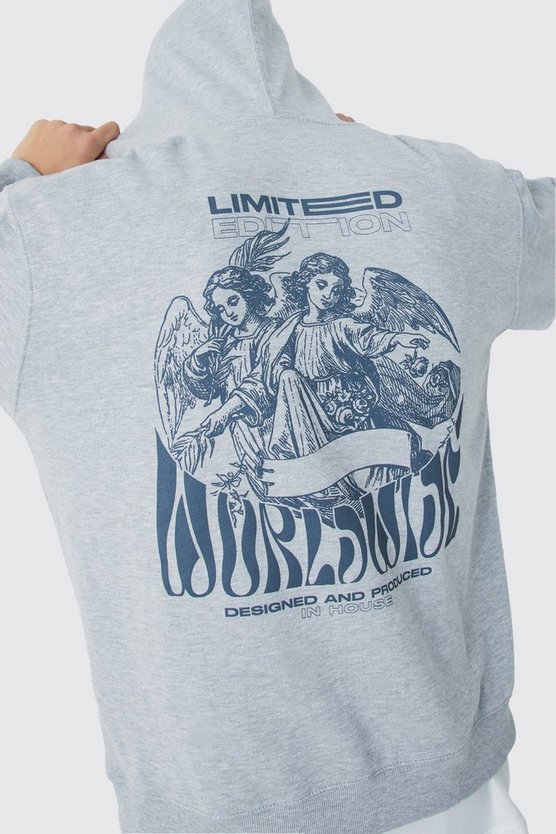 Oversize Hoodie mit Worldwide-Print