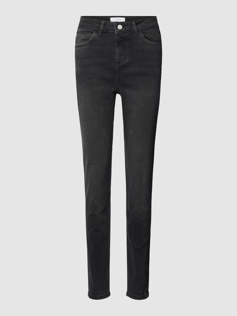 Skinny Fit Jeans mit Knopfverschluss in dunkelgrau