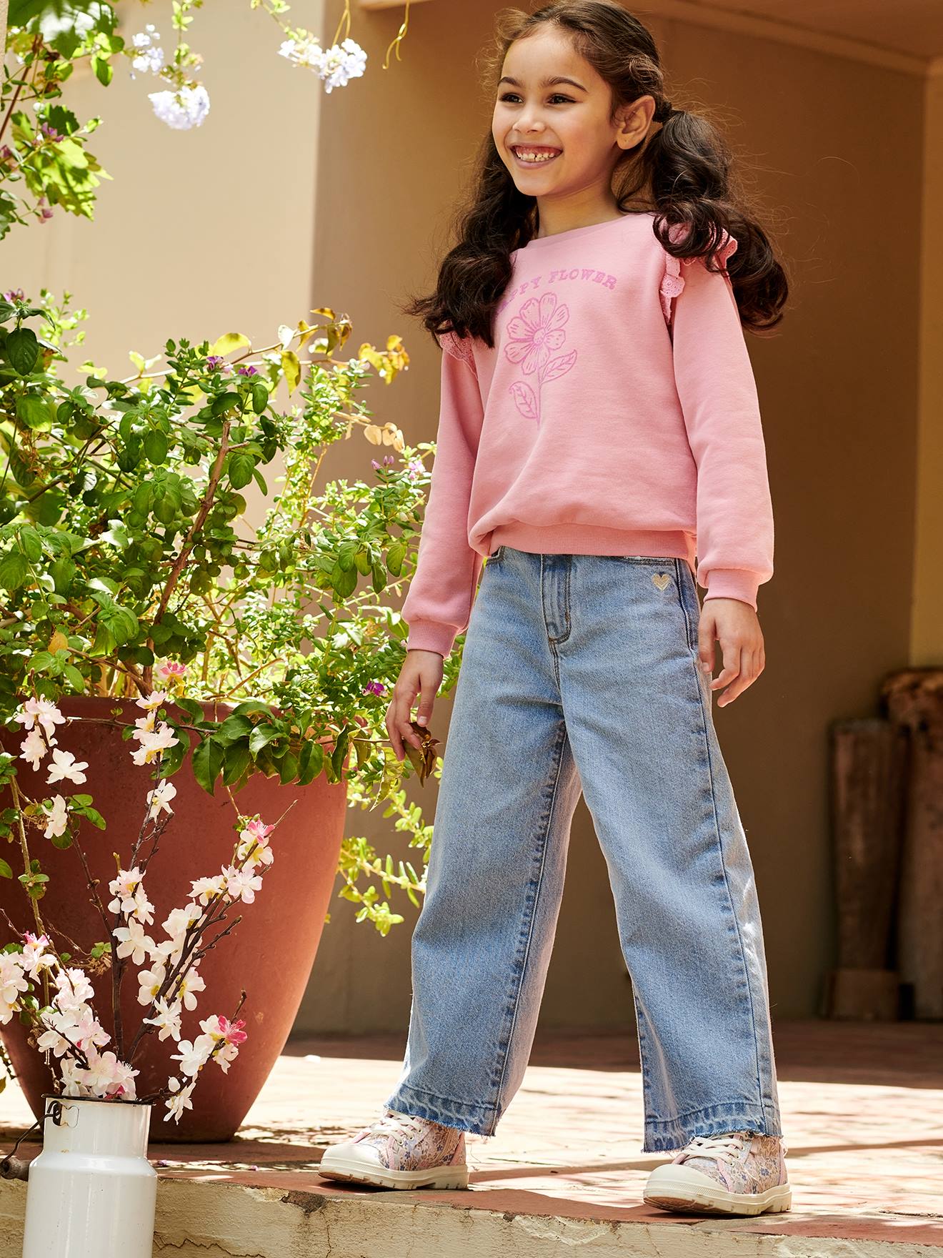 Vertbaudet Mädchen Flare-Jeans - anthrazit
