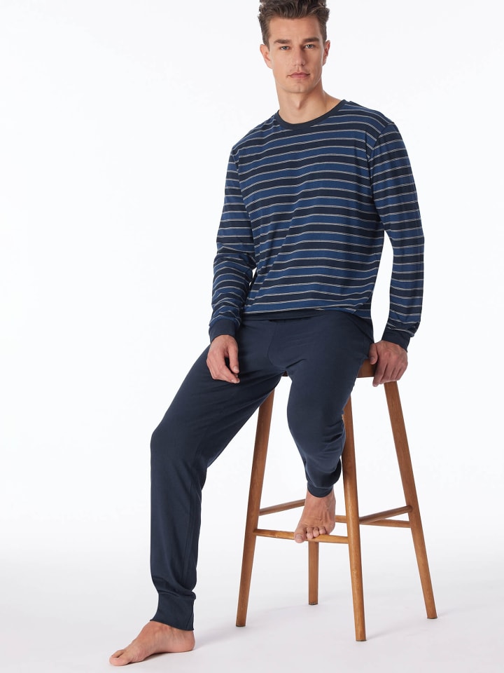 Schiesser Pyjama UNCOVER Nightwear in Dunkelblau günstig kaufen
