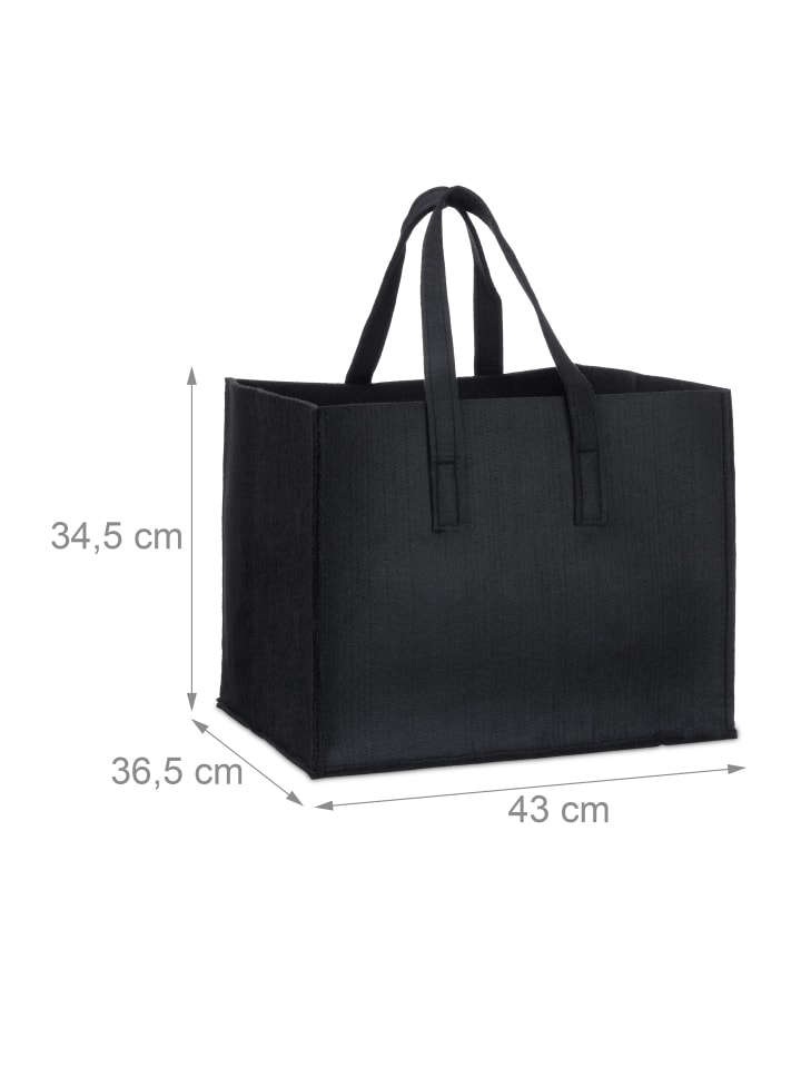 relaxdays Kaminholzkorb in Schwarz - (B)43 x (H)34,5 x (T)36,5 cm günstig kaufen onesize