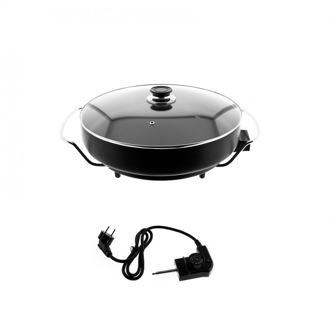 COFI 1453 Elektrische Multifunktionspfanne Pizzapfanne Grillpfanne Bratpfanne 40x15 cm Schwarz