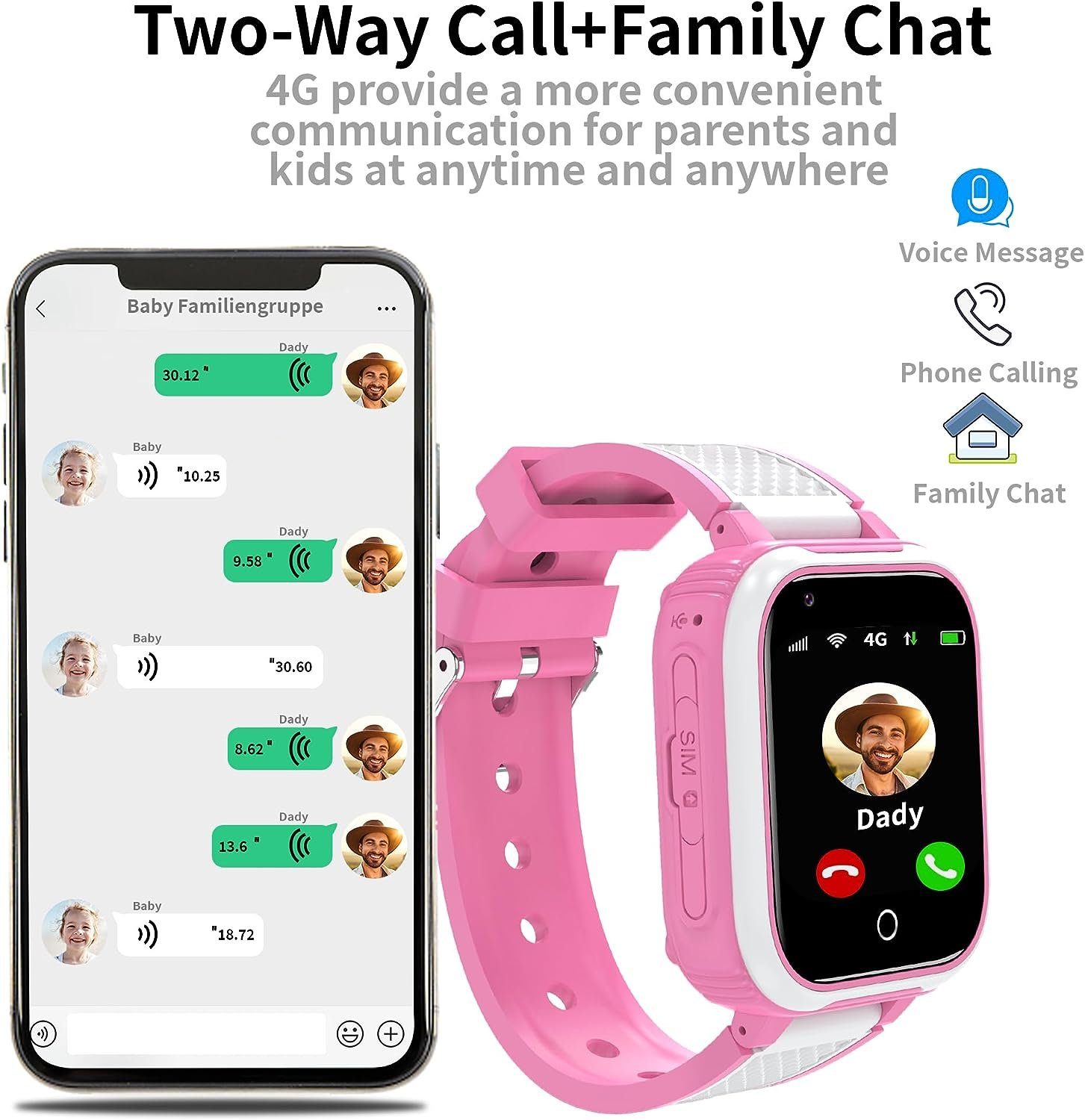 Hikeren Kinder uhr mit GPS,Telefon,SOS,Spiel,Kamera,Wecker,Klassenmodus,IP68 Smartwatch, Bewegungsverfolgung, Sicherheitszone
