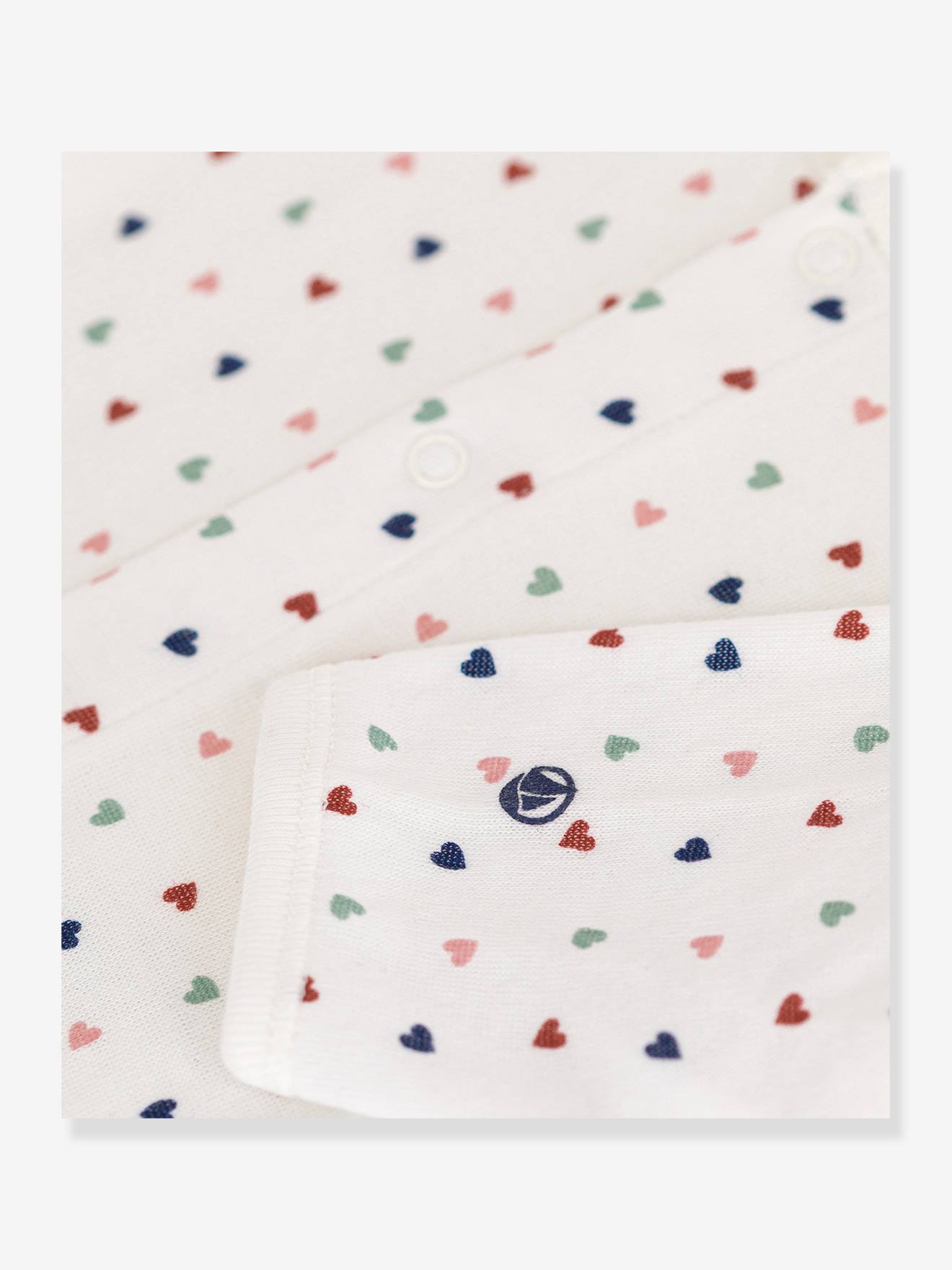Petit Bateau 2-in-1-Strampler mit Body PETIT BATEAU, Herzen - weiß bedruckt