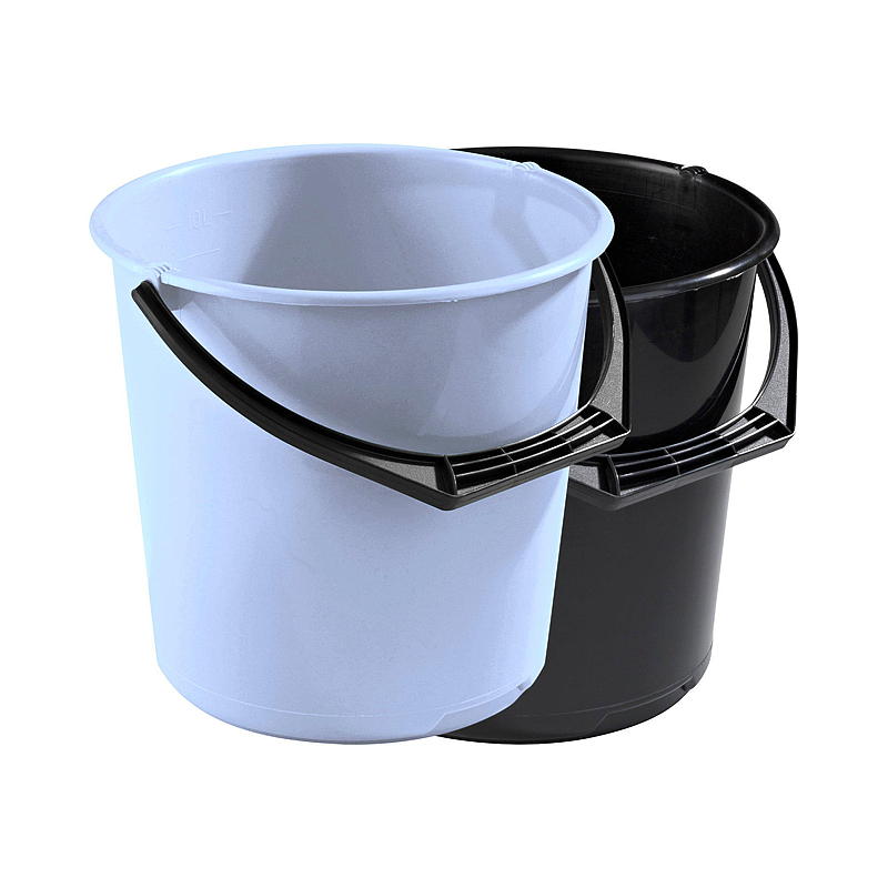 Plastbøtte 10 l sort/blå Eco