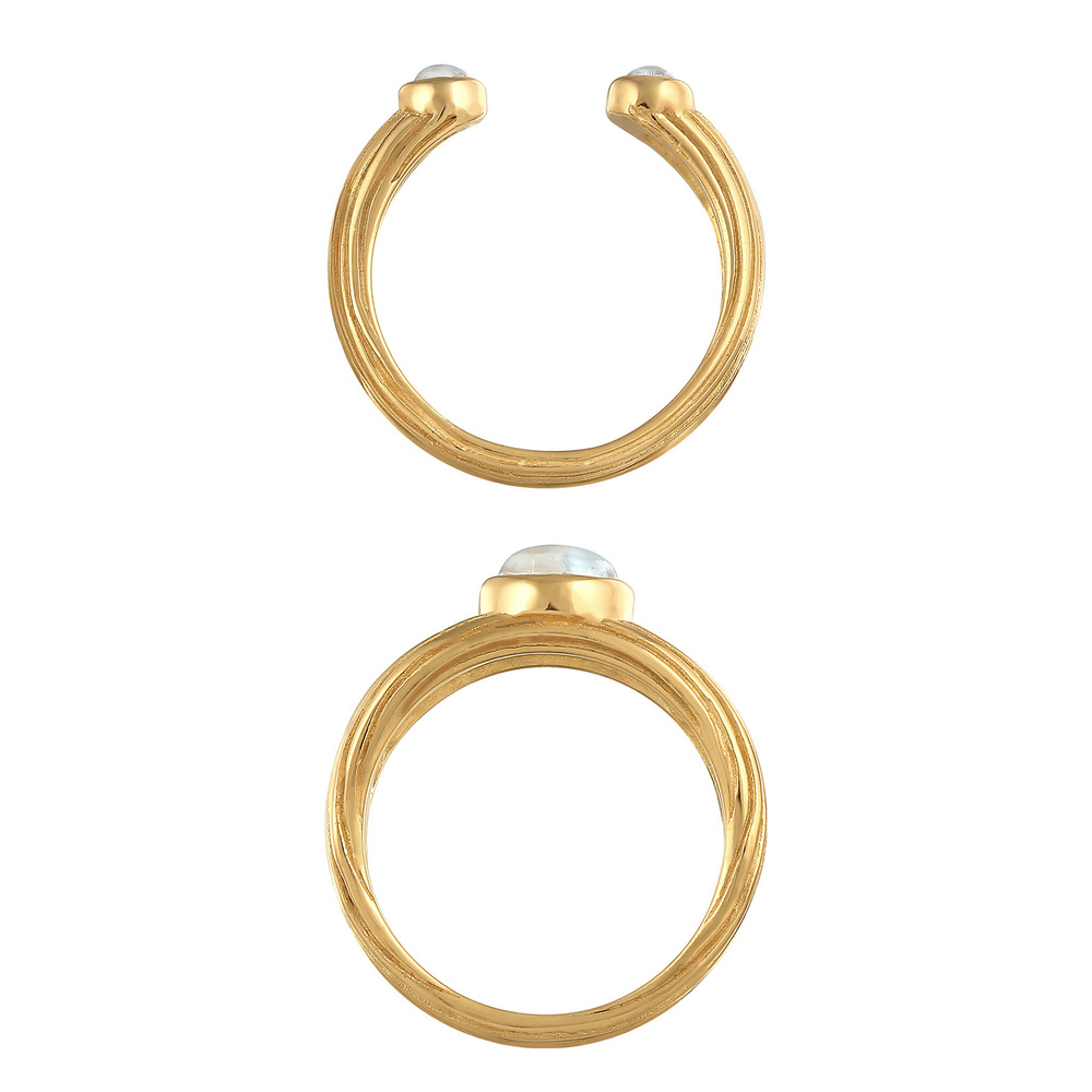 Elli PREMIUM Elli PREMIUM Bague Bague Signet pour Femme - Ensemble classique ouvert avec pierr Bague