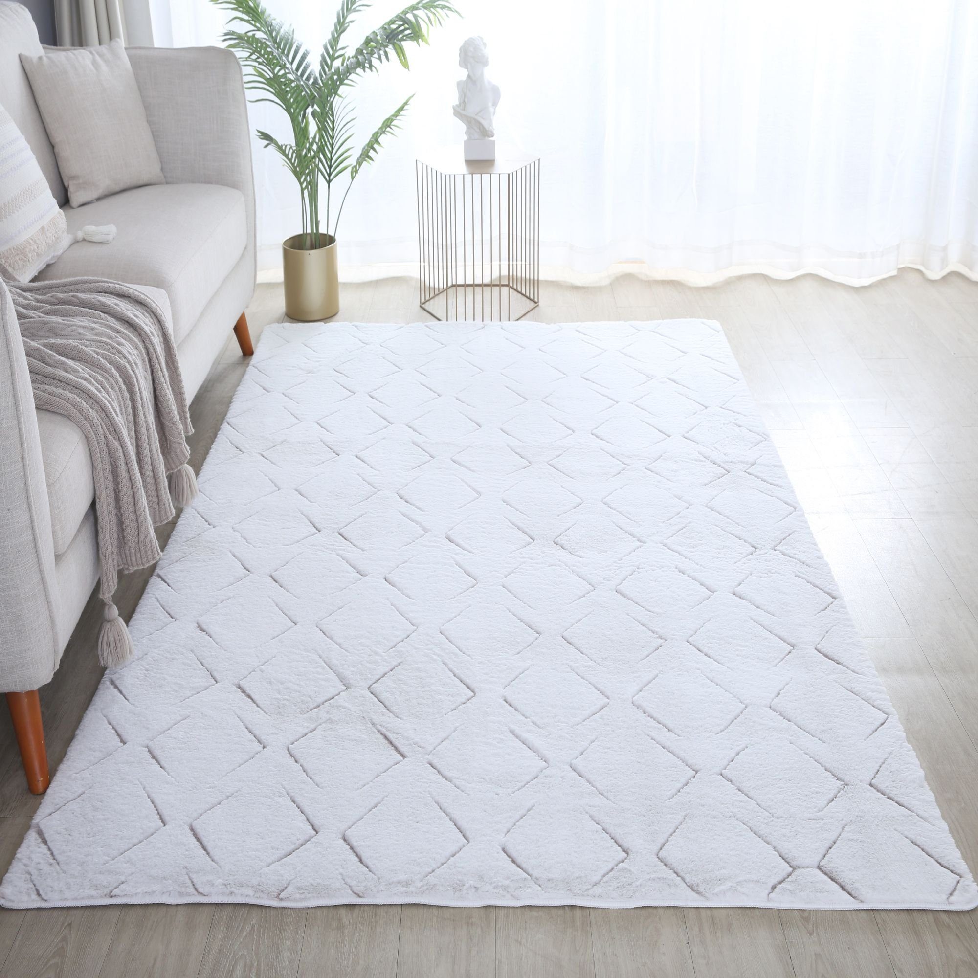 Fellteppich Skandinavisches Design, Carpetsale24, Läufer, Höhe: 15 mm, Teppich Wohnzimmer 3D Effekt Skandinavisches Design Felloptik