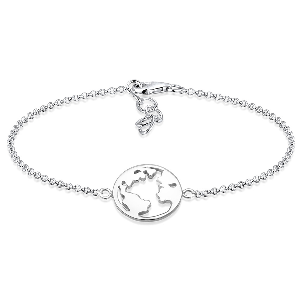 Elli Elli Bracelet Femme Pendentif Globe Terrestre Ludique en Argent Sterling 925 Ster Bracelet