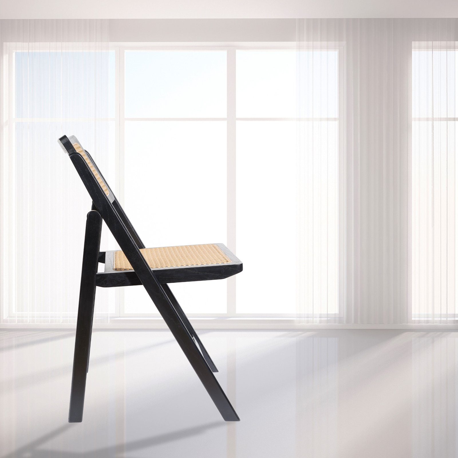 LIM HOME Klappstuhl TB000 (Packung, 1 St), Gestell aus Massivholz, Sitzfläche aus Rattan