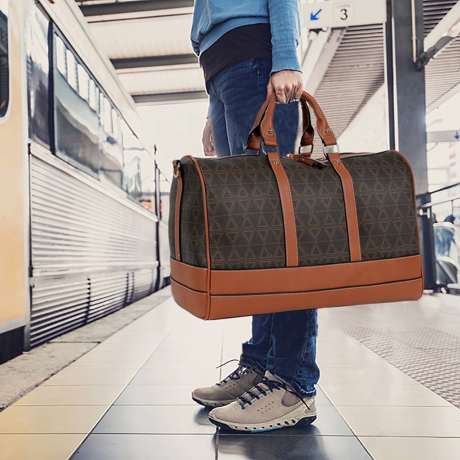 TAN.TOMI Reisetasche Reisetasche Weekender Tasche Damen PU Große Reisetaschen für Damen, Perfekt für Damen Reise Urlaub Wochenende Gym