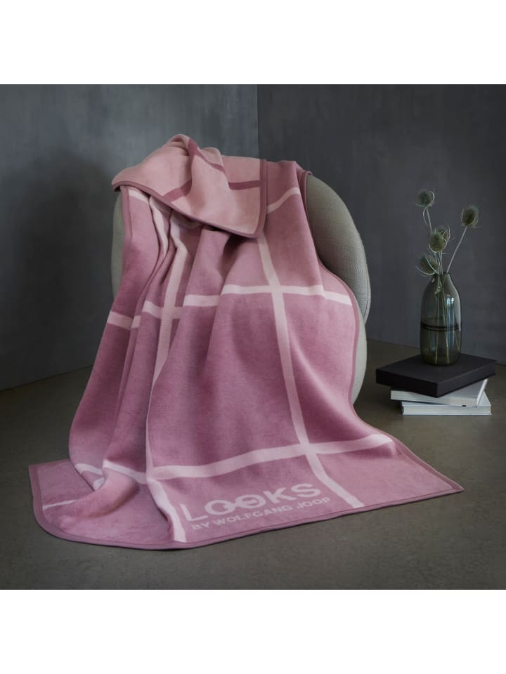 LOOKS by Wolfgang Joop Jacquard, Baumwollmischung Wohndecke in rosé günstig kaufen 150 x 200 cm
